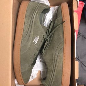 Olive Green Suede Puma Classics